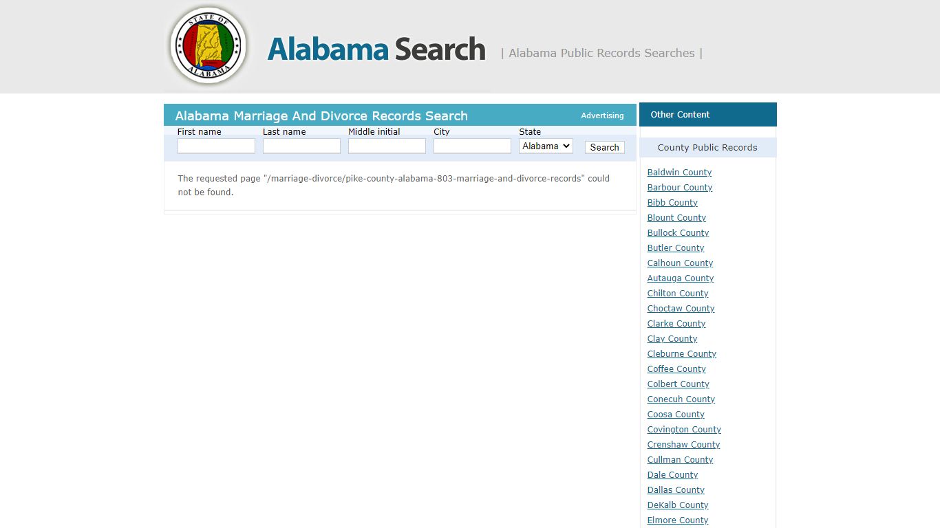 Pike County, Alabama – Marriage and Divorce Records