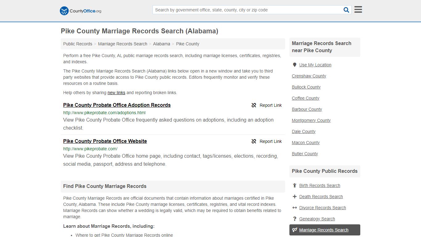 Pike County Marriage Records Search (Alabama) - County Office